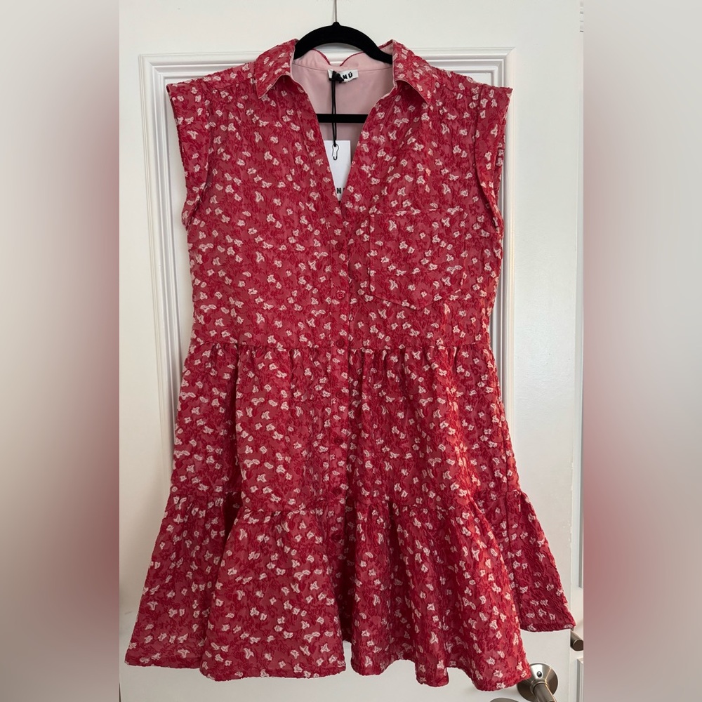 Red Floral Sleeveless Dress